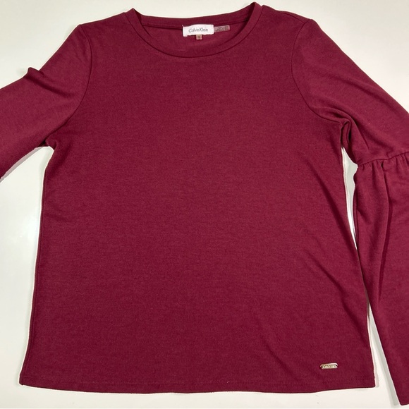Calvin Klein Sweater Women’s Medium Maroon Red Pullover Top Shirt Cottage Core - Picture 6 of 12